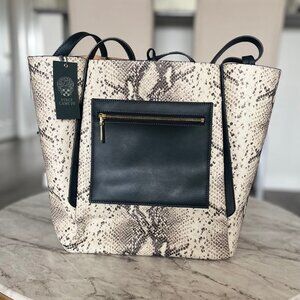 NWT Rare Vince Camuto Pebbled Leather Snakeskin Colorblock Tote